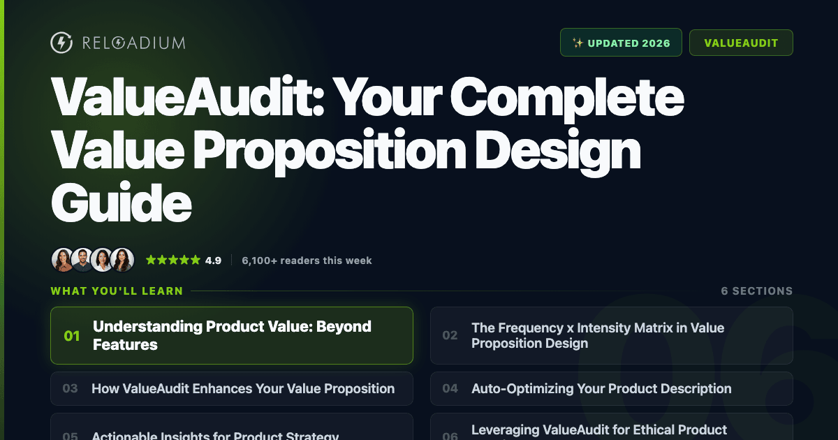 Value Guide Components ValueAudit: Complete Value Proposition Design Guide
