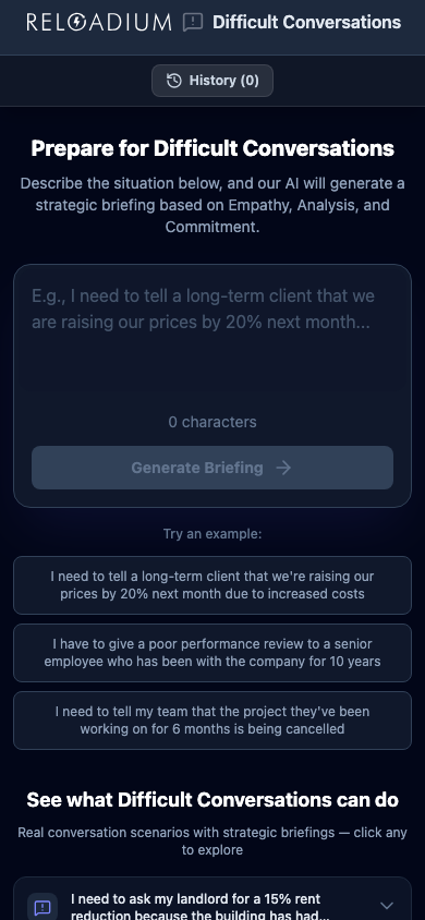 Difficult Conversations mobile dark