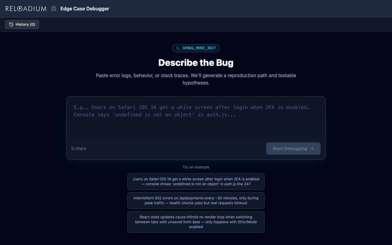 Edge Case Debugger dark