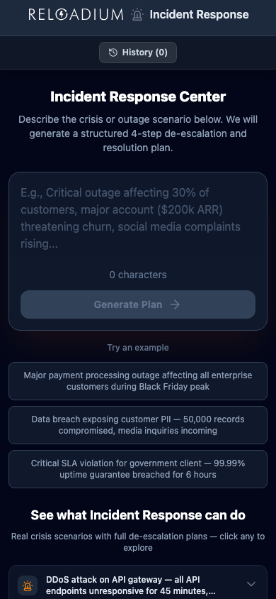 Incident Response mobile dark