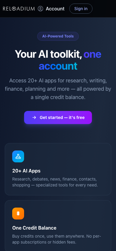 Reloadium mobile dark