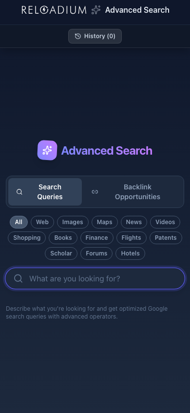 Advanced Search mobile dark