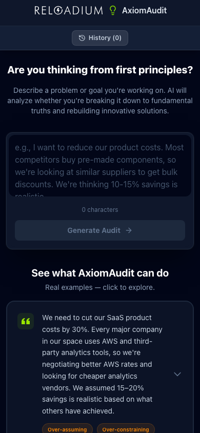 AxiomAudit mobile dark