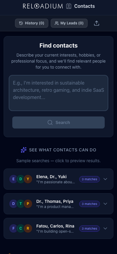 Contacts mobile dark