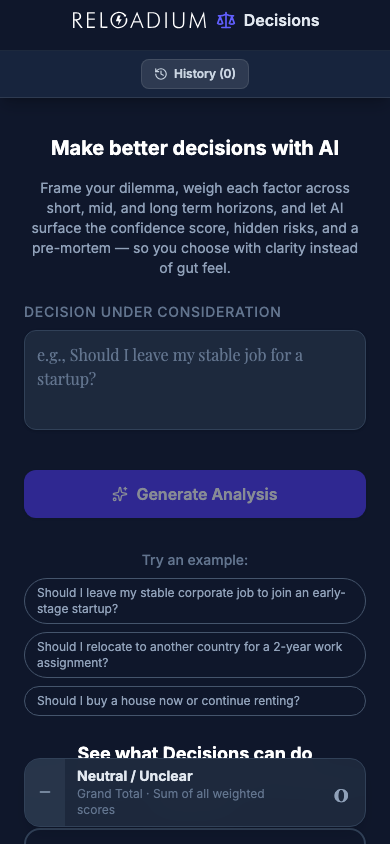Decisions mobile dark