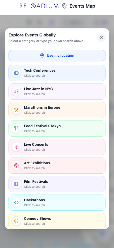 Events Map mobile light