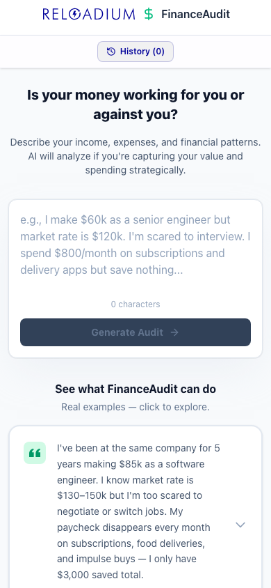 FinanceAudit mobile light