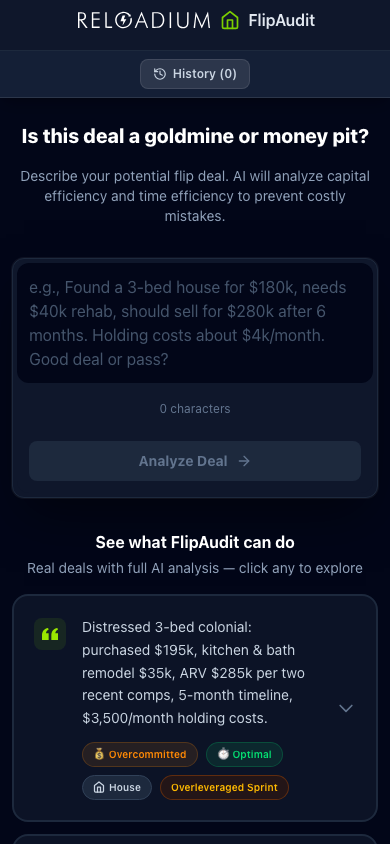 FlipAudit mobile dark