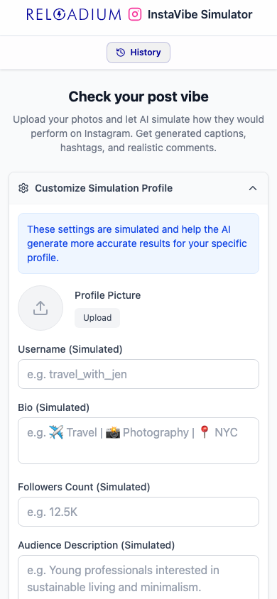 InstaVibe Simulator mobile light
