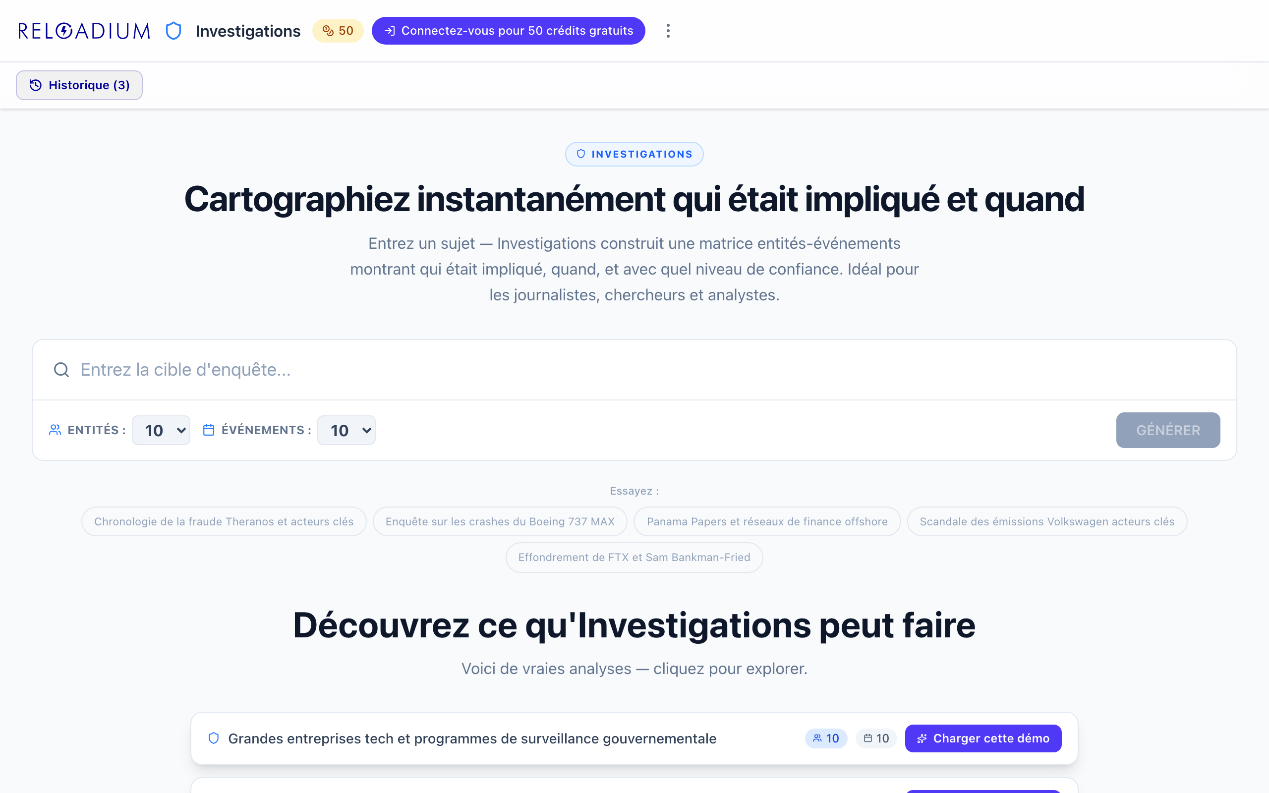 Screenshot of Reloadium Investigations (light)