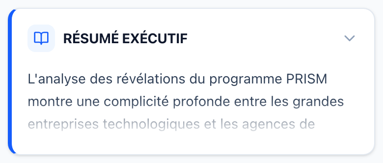 Résumé exécutif des conclusions de l'enquête