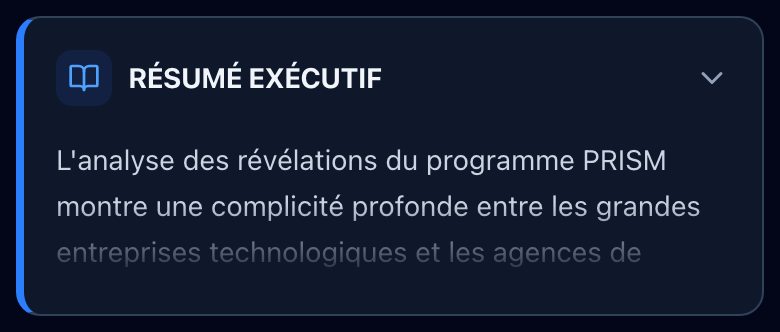 Résumé exécutif des conclusions de l'enquête