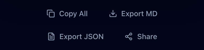 Export and share options for investigation results