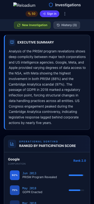 Mobile demo screenshot 4 of Reloadium Investigations