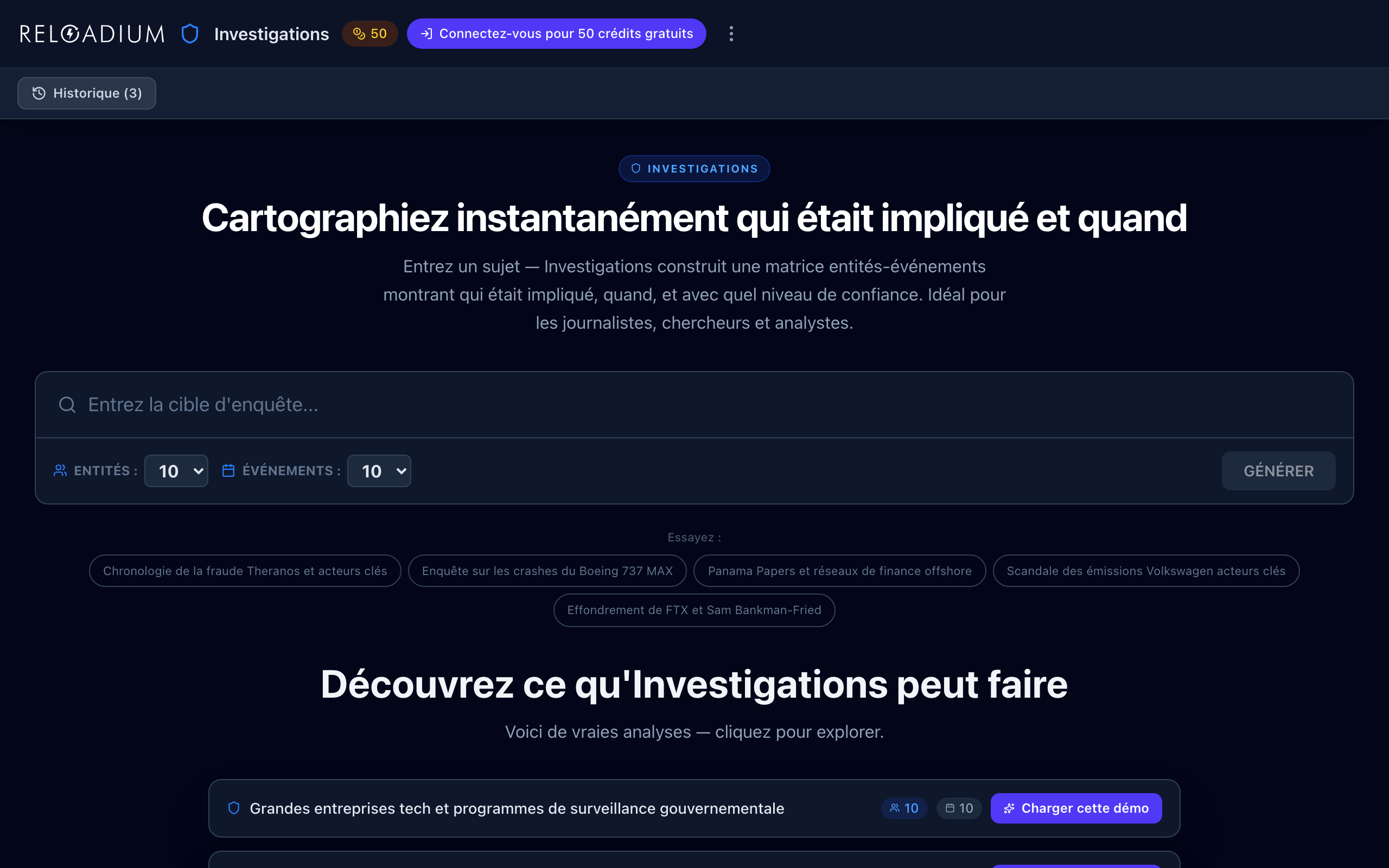 Screenshot of Reloadium Investigations