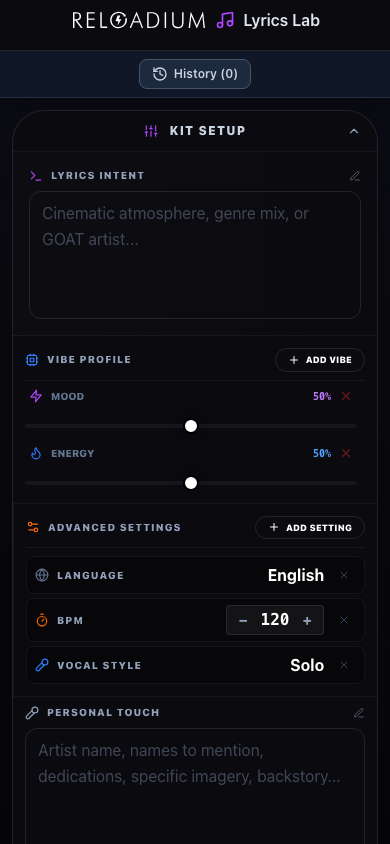 Lyrics Lab mobile dark