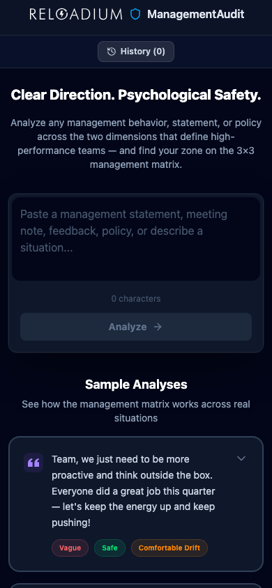 ManagementAudit mobile dark