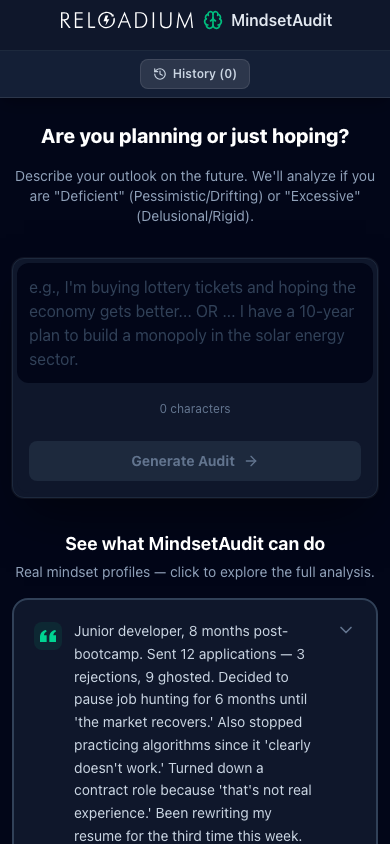 MindsetAudit mobile dark