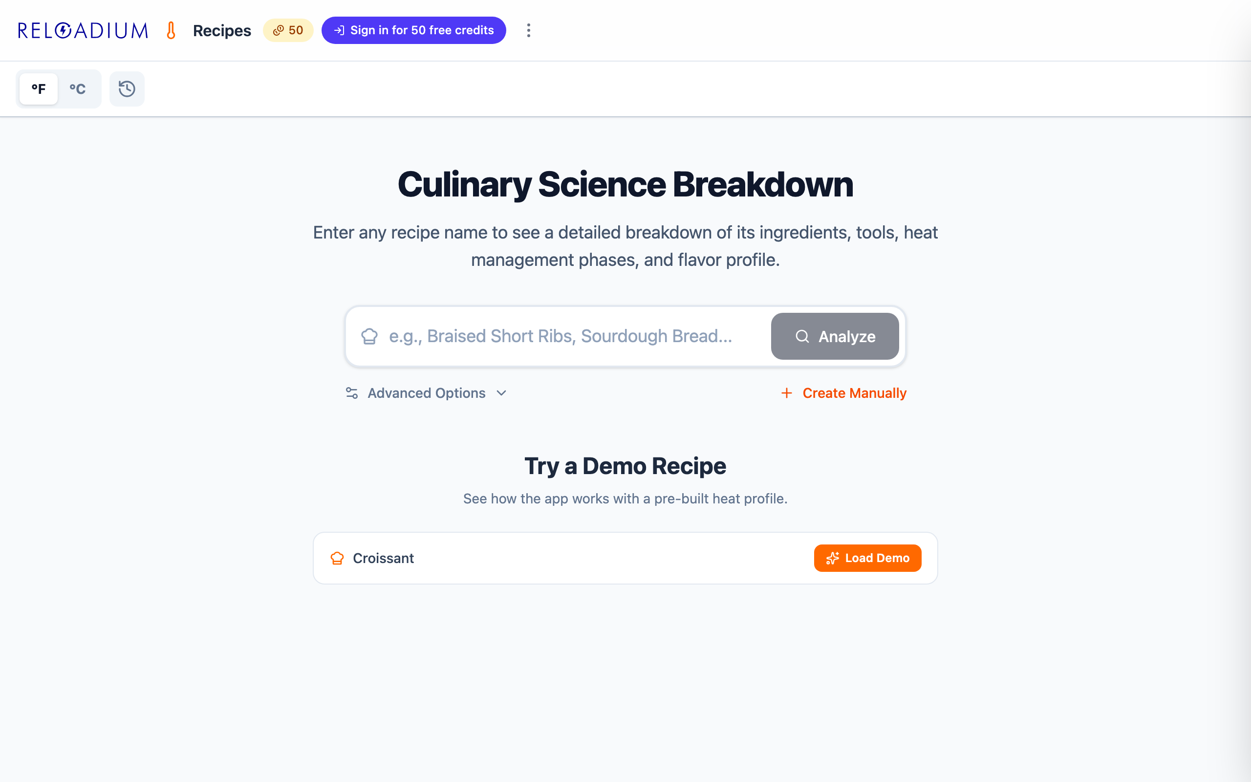 Screenshot of Reloadium Recipes (light)