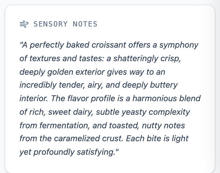 Sensory notes card