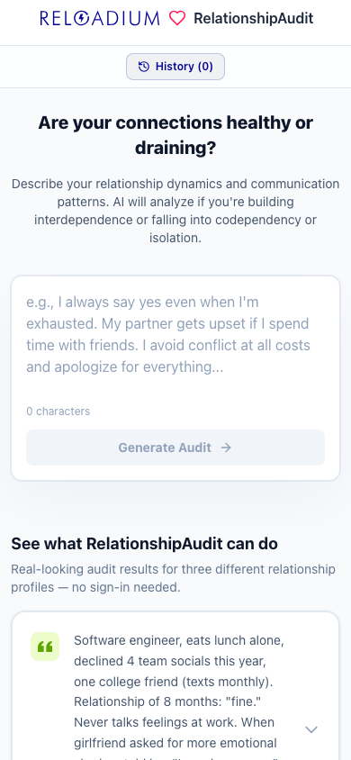 RelationshipAudit mobile light