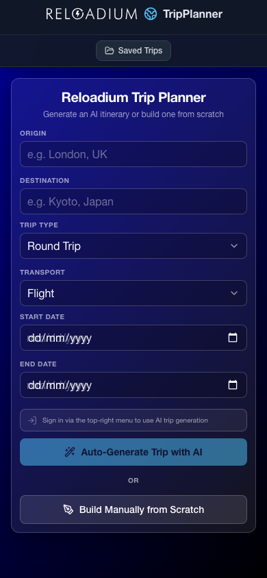 TripPlanner mobile dark