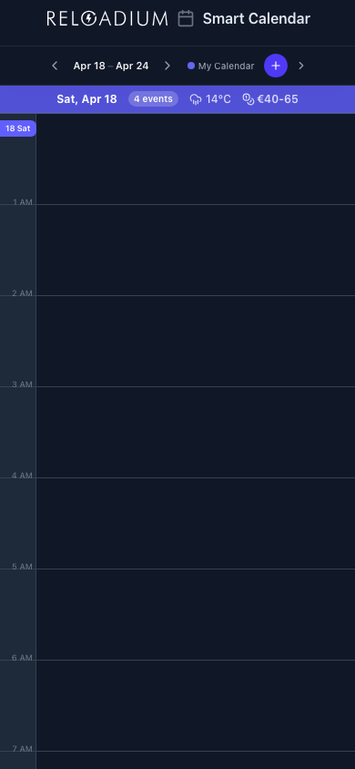 Smart Calendar mobile dark
